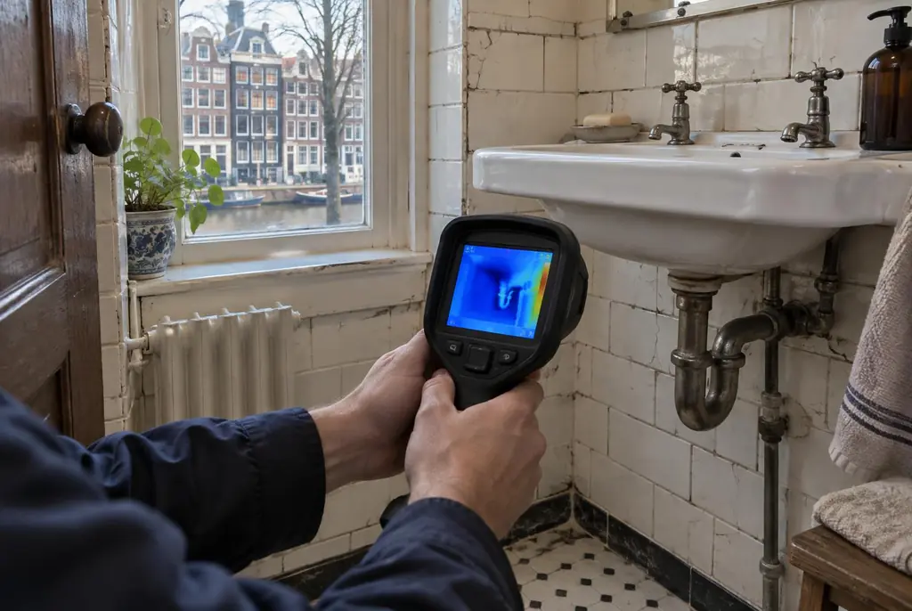 Lekdetectie Meerkerk – badkamer met oude leidingen achter de tegels