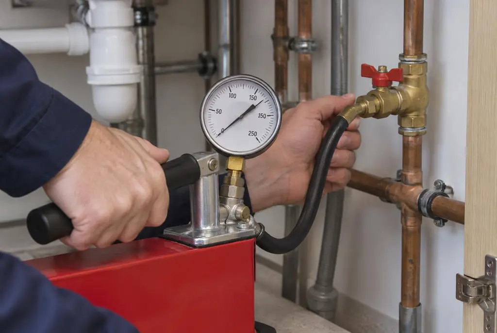 Lekdetectie Meerkerk – druktest op een waterleiding met een manometer