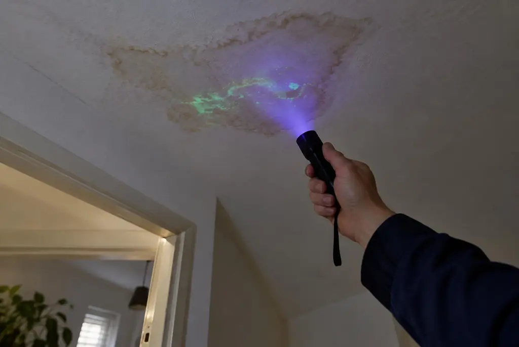 Lekdetectie Meerkerk – kleurstof controleren op het plafond met uv-licht