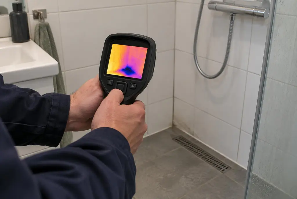 Lekdetectie Meerkerk – lekdetectiespecialist met warmtebeeldcamera in een badkamer