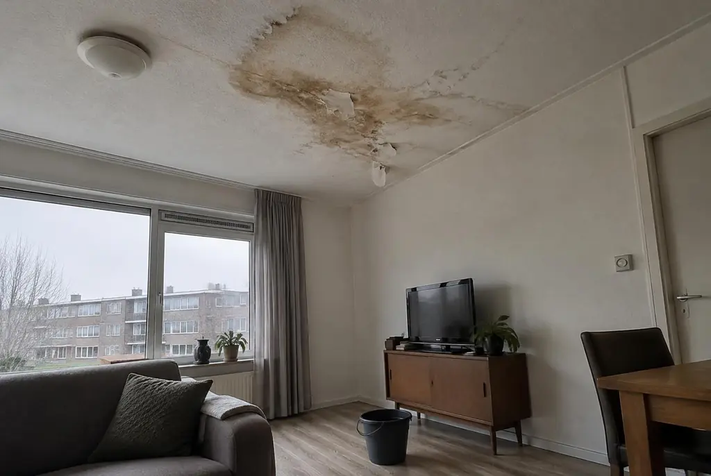 Lekdetectie Meerkerk – vochtplek op het plafond onder een badkamer